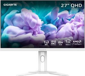 GIGABYTE -  M27Q Advanced ICE - 27" SS IPS Gaming Monitor - QHD 2560x1440 - 180Hz - 1m MPRT - AMD FreeSync - Type C KVM - HDMI, DP, Type C - Height Adjustable - White