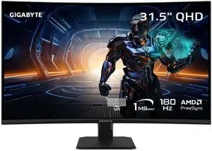GIGABYTE 32 inch (31.5" viewable) QHD 2K 1440P 180Hz AMD FreeSync (Adaptive Sync) 1ms HDR10 Curved Gaming Computer Monitor GS32QCA GIGABYTE 32 inch (31.5" viewable) QHD 2K 1440P 180Hz AMD FreeSync (Adaptive Sync) 1ms HDR10 Curved Gaming Computer Monitor GS32QCA