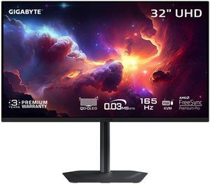 GIGABYTE - MO32U - 32" QD-OLED Gaming Monitor - UHD 3840x2160 - 165Hz - 0.03ms GTG - AMD FreeSync Premium Pro - Type C KVM - HDMI, DP - Height Adjustable - Black