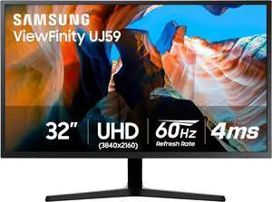 Samsung UJ59 ViewFinity LU32J590UQNXZA 32" 3840 x 2160 Ultra HD 4K Resolution 2x HDMI, DisplayPort AMD FreeSync Flicker Free Slim Bezel LED Backlit LCD Monitor