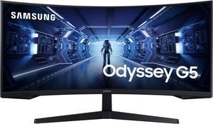 SAMSUNG Odyssey G5 LC34G55TWWNXZA 34 WQHD 3440 x 1440 2K 1ms MPRT 165Hz HDR10 HDMI DisplayPort FreeSync Premium Curved Gaming Monitor