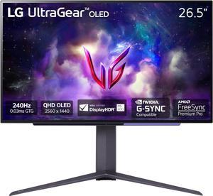 LG 27 265 Viewable 240 Hz OLED QHD Gaming Monitor FreeSync Premium Pro  GSync Compatible 2560 x 1440 2K DCIP3 985 CIE1976 UltraGear 27GS95QEB