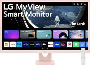 LG 32SR50F-P MyView Smart Monitor 32-Inch FHD (1920x1080) IPS Display, webOS 23, HDR 10, 5Wx2 Speakers, AirPlay 2, Screen Share, Bluetooth, ThinQ App, Remote Control, Pink
