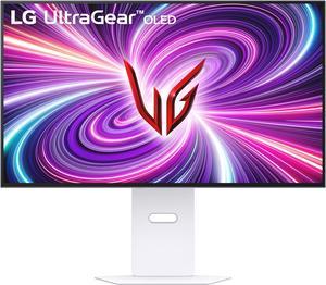 LG UltraGear 32" 4K UHD 3840x2160 OLED Dual-Mode UHD 240Hz / FHD 480Hz 0.03ms (GtG) Height Adjustable 2x HDMI 2.1 1x DisplayPort 1.4 Gaming Monitor, 32GS95UV-W, White