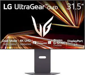 LG 32" UltraGear OLED 4K UHD (3840x2160)Gaming Monitor Dual-Mode, 240Hz, 0.03ms, Nvidia, AMD FreeSync Premium Pro, DCI-P3 98.5% 32GX870A-B