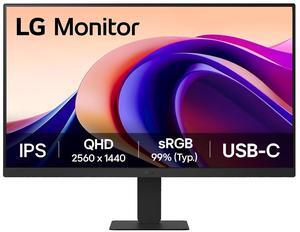 LG 24U631A-B 27" QHD (2560x1440) IPS Monitor, 100Hz Refresh Rate, 5ms (GtG) Response Time, sRGB 99%, HDR10, USB-C, HDMI, Tilt Adjustable, Black