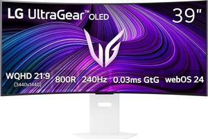 LG 39GX90SA 39-inch Ultragear WQHD (3440 x 1440) OLED Curved Gaming Monitor 240Hz, 1ms, NVIDIA G-Sync Compatible, AMD FreeSync Premium, VESA DisplayHDR True Black 400, webOS, USB Type-C, White