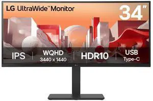 LG 34" UltraWide QHD Curved IPS Monitor with USB Type-C 34BA75QE-B