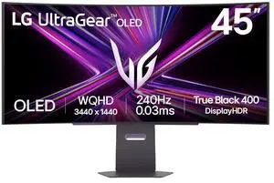 LG 45" UltraGear 240 Hz OLED WQHD(3440x1440), 0.03ms(GtG) Curved Gaming Monitor FreeSync Premium Pro (AMD Adaptive Sync) DCI-P3 98.5% DisplayHDR True Black 400,USB-C (PD 65W) & HDMI 2.1,45GX900A-B