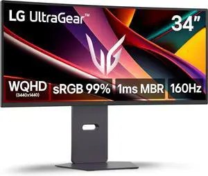 LG 34 inch UltraGear WQHD 1440p 160Hz 1ms G-Sync Compatible Gaming Monitor with USB Type-C 65W 34G600A-B