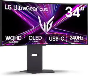 LG 34 inch UltraGear OLED WQHD 1440p 240Hz 0.03ms G-Sync Compatible Gaming Monitor with USB Type-C 65W 34GX900A-B