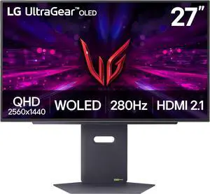 LG 27GX700A-B 27-inch Ultragear QHD (2560 x 1440) OLED Gaming Monitor, 280Hz, 0.03ms, NVIDIA G-Sync, AMD FreeSync Premium Pro, VESA DisplayHDR TrueBlack500, with up to DCI-P3 99.5%, HDMI 2.1, Black