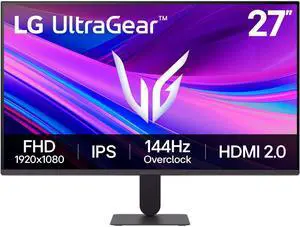 LG 27" 144 Hz (OC) IPS FHD Gaming Monitor FreeSync Premium Pro & G-Sync Compatible sRGB 99% (CIE1931) UltraGear 27G411A-B