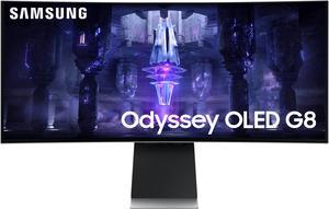 SAMSUNG 34" Odyssey G85SB Series QD-OLED Ultra WQHD Curved Gaming Monitor, 175Hz, 0.03ms, DisplayHDR True Black 400, AMD FreeSync Premium Pro, Advanced Game Streaming, LS34BG850SNXZA