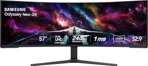 Samsung 57" Odyssey Neo G9 Curved Gaming Monitor Dual 4K UHD Quantum Mini-LED 240Hz 1ms(GtG) HDR 1000