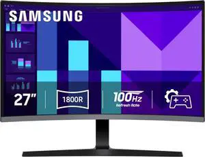Samsung 27" Essential S3 (S36GD) Series FHD 1800R Curved Computer Monitor, 100Hz, Game Mode, Advanced Eye Comfort, HDMI and D-sub Ports, LS27D366GANXZA