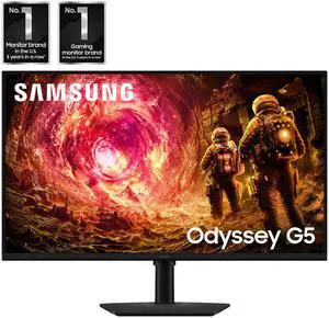 SAMSUNG 32"Odyssey G5 G50F QHD Fast IPS 180Hz G-Sync Compatible Gaming Monitor,1ms, HDR10, Ergonomic Stand, tilts, LS32FG502ENXZA
