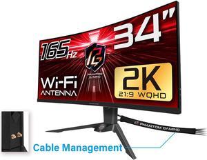 ASRock PHANTOM GAMING 34" 2K (3440 x 1440) 165Hz/1ms (144Hz and higher) Wi-Fi Antenna FreeSync Curved Gaming Monitor, 2*HDMI, 1*DisplayPort, (PG34WQ15R2B)