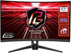 ASRock Phantom PG27F15RS1A 27" FHD 1920 x 1080 240 Hz (144Hz and higher) Adaptive Sync Built-in Speakers Curved Gaming Monitor