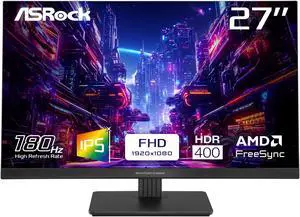 ASRock Phantom Gaming 27" 180 Hz IPS FHD Gaming Monitor FreeSync (AMD Adaptive Sync) 123% sRGB / 94% DCI-P3 PG27FFT1B