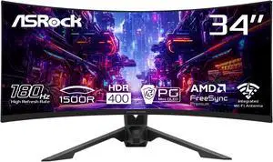 ASRock Phantom Gaming 34" 180 Hz VA WQHD Gaming Monitor FreeSync Premium (AMD Adaptive Sync) 123% sRGB / 94% DCI-P3 PG34QRT3A