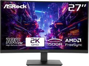 ASRock Phantom Gaming 27" 180 Hz VA QHD Gaming Monitor FreeSync (AMD Adaptive Sync) 95% DCI-P3 / 132% sRGB PG27QRT1B