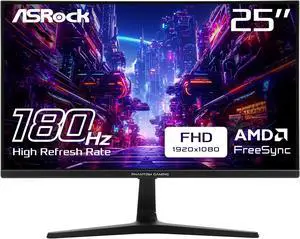 ASRock Phantom Gaming 24.5" 180 Hz IPS FHD Gaming Monitor FreeSync (AMD Adaptive Sync) 94% DCI-P3 / 126% sRGB PG25FFT