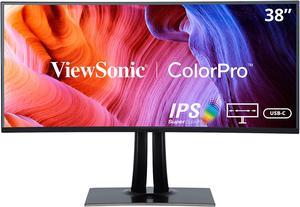 ViewSonic VP3881 38 Inch Premium IPS WQHD+ Curved Ultrawide Monitor with ColorPro 100% sRGB Rec 709, 14-bit 3D LUT, Eye Care, HDR10 Support, USB C, HDMI, USB, DisplayPort for Home and Office
