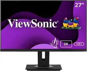 ViewSonic VG2756-2K 27 Inch IPS 1440p Docking Monitor with Integrated USB 3.2 Type-C RJ45 HDMI Display Port and 40 Degree Tilt Ergonomics for Home and Office