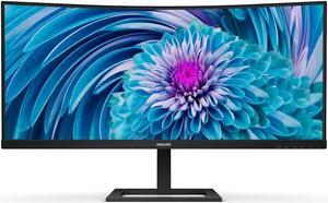 PHILIPS 346E2CUAE 34" Curved Frameless, UltraWide QHD 3440x1440,100Hz, 121% sRGB, 1ms MPRT, USB-C Charging, MultiView PIP/PBP, Height Adjustable, 4Yr Advance Replacement, Black