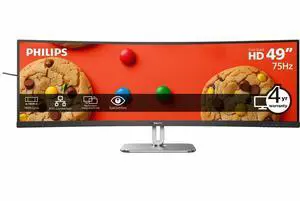 Philips 49B2U5900C 49" Dual QHD Curved Monitor, 5120 x 1440, 32:9 SuperWide, USB-C 100W Power Delivery, Smart KVM, Gigabit Ethernet, DisplayHDR 400, Adaptive Sync, HDMI, DisplayPort, Textured Silver Philips 49B2U5900C 49" Dual QHD Curved Monitor, 5120 x 1440, 32:9 SuperWide, USB-C 100W Power Delivery, Smart KVM, Gigabit Ethernet, DisplayHDR 400, Adaptive Sync, HDMI, DisplayPort, Textured Silver