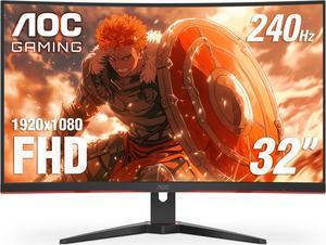 AOC C32G2ZE 32" Curved Frameless Gaming Monitor, Full HD 1920x1080, VA, 0.5ms 240Hz, AMD FreeSync Premium, DP/HDMI/VGA, VESA, 3-3-1 Re-Spawn Program, Xbox PS5 Switch, Black