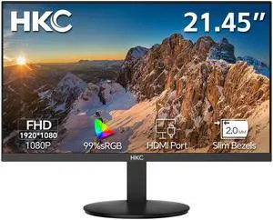 HKC V2218M 21.45” Full HD 1080p Monitor, 120Hz VA Display with 99% sRGB, HDMI & VGA Ports, Ultra-Wide 178° Viewing Angle, Low Blue Light, Slim Bezel, Tilt Adjustable – Black