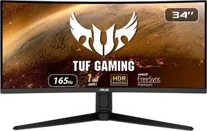 ASUS TUF Gaming VG34VQL1B 34" Curved HDR Monitor, WQHD (3440 x 1440), 165Hz, 1ms, Extreme Low Motion Blur, FreeSync Premium, Eye Care, 2 x DisplayPort 2 x HDMI USB, Height Adjustable, DisplayHDR 400 ASUS TUF Gaming VG34VQL1B 34" Curved HDR Monitor, WQHD (3440 x 1440), 165Hz, 1ms, Extreme Low Motion Blur, FreeSync Premium, Eye Care, 2 x DisplayPort 2 x HDMI USB, Height Adjustable, DisplayHDR 400