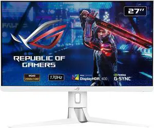 ASUS ROG Strix 27" 2560 x1440 1440P WQHD 2K Fast IPS, 170Hz Nvidia G-SYNC Compatible HDR400 White Gaming Monitor XG27AQ-W ASUS ROG Strix 27" 2560 x1440 1440P WQHD 2K Fast IPS, 170Hz Nvidia G-SYNC Compatible HDR400 White Gaming Monitor XG27AQ-W