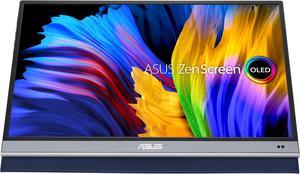 ASUS ZenScreen OLED MQ16AH Portable Monitor - 15.6-inch FHD (1920 x 1080), OLED, 100% DCI-P3, 1 ms Response Time, Delta E < 2, HDR-10, USB Type-C, Mini HDMI, Proximity Sensor, Smart Case, Flicker Free