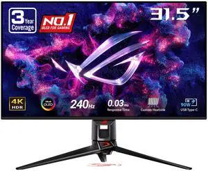 ASUS ROG Swift 32" UHD 4K 240Hz AMD FreeSync Premium Pro & G-SYNC Compatible 0.03ms HDR400 KVM USB-C OLED Gaming Monitor with Height Adjustable, Swivel & Tilt Stand PG32UCDM ASUS ROG Swift 32" UHD 4K 240Hz AMD FreeSync Premium Pro & G-SYNC Compatible 0.03ms HDR400 KVM USB-C OLED Gaming Monitor with Height Adjustable, Swivel & Tilt Stand PG32UCDM