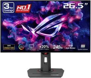 ASUS ROG Strix 27" QHD 2K 1440P 240Hz AMD FreeSync Premium & Nvidia G-Sync compatible 0.03ms HDR400 99% DCI-P3 GLOSSY OLED Gaming Computer Monitor Height Adjustable, Pivot, Swivel & Tilt Stand ASUS ROG Strix 27" QHD 2K 1440P 240Hz AMD FreeSync Premium & Nvidia G-Sync compatible 0.03ms HDR400 99% DCI-P3 GLOSSY OLED Gaming Computer Monitor Height Adjustable, Pivot, Swivel & Tilt Stand