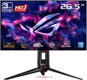ASUS ROG Swift 27" QHD 2K 1440P 480Hz AMD FreeSync Premium & G-SYNC Compatible 0.03ms HDR400 OLED Gaming Computer Monitor with Height Adjustable, Swivel, Pivot & Tilt Stand PG27AQDP ASUS ROG Swift 27" QHD 2K 1440P 480Hz AMD FreeSync Premium & G-SYNC Compatible 0.03ms HDR400 OLED Gaming Computer Monitor with Height Adjustable, Swivel, Pivot & Tilt Stand PG27AQDP