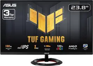 ASUS TUF Gaming VG249Q3R Gaming Monitor – 23.8", Full HD(1920x1080), 180Hz, Fast IPS, Extreme Low Motion Blur™, 1ms (GTG), FreeSync™, Variable Overdrive, 100% sRGB