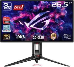 ASUS ROG Swift 27" UHD 4K 240Hz with FreeSync Premium & G-Sync Compatible 0.03ms HDR400 Semi-Glossy OLED Gaming Computer Monitor with Height Adjustable, Pivot, Swivel & Tilt Stand PG27UCDM ASUS ROG Swift 27" UHD 4K 240Hz with FreeSync Premium & G-Sync Compatible 0.03ms HDR400 Semi-Glossy OLED Gaming Computer Monitor with Height Adjustable, Pivot, Swivel & Tilt Stand PG27UCDM
