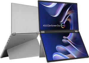 ASUS ZenScreen Duo OLED 360° Foldable Portable Monitor (MQ149CD) - Dual 14-inch, 16:10, 1920x1200, DisplayHDR400 True Black, 100% DCI-P3, Delta<2, Dual USB-C, Mini-HDMI, Kickstand