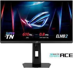 ASUS ROG Strix XG248QSG Ace Esports Gaming Monitor — 24.1" FHD (1920 x 1080) Super TN panel, 610Hz refresh rate (overclocked), 0.1ms response time (min.), ELMB 2, VRR, DisplayHDR™ 400, HDMI 2.1