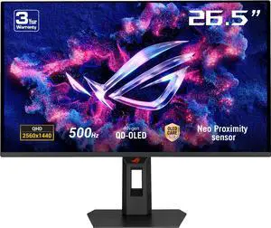 ASUS  ROG Strix 27" 2K QD-OLED 500Hz 0.03ms Gaming Monitor with G-SYNC/FreeSync and HDR (HDMI, DisplayPort) - Black, XG27AQDPG