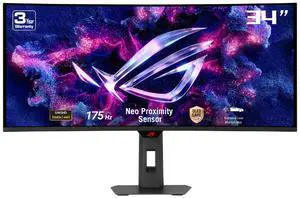 ASUS ROG Strix 34" Ultrawide OLED HDR Gaming Monitor (XG34WCDG) - 3440x1440, 175Hz, 0.03ms, OLED Care Pro, True 10-bit, G-SYNC Compatible, DisplayWidget, Extreme Low Motion Blur