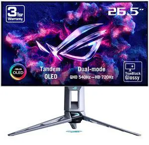 ASUS ROG Swift 27" (26.5" viewable) Dual Mode QHD 1440P 540Hz Full HD 720Hz AMD FreeSync Premium Pro & G-SYNC compatible 0.02ms HDR500 OLED Gaming Computer Monitor Glossy True Black PG27AQWP-W ASUS ROG Swift 27" (26.5" viewable) Dual Mode QHD 1440P 540Hz Full HD 720Hz AMD FreeSync Premium Pro & G-SYNC compatible 0.02ms HDR500 OLED Gaming Computer Monitor Glossy True Black PG27AQWP-W