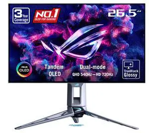 ASUS ROG Swift 27" (26.5" viewable) Dual Mode QHD 1440P 540Hz Full HD 720Hz AMD FreeSync Premium Pro & G-SYNC compatible 0.02ms HDR500 OLED Gaming Computer Monitor Glossy True Black PG27AQWP-W ASUS ROG Swift 27" (26.5" viewable) Dual Mode QHD 1440P 540Hz Full HD 720Hz AMD FreeSync Premium Pro & G-SYNC compatible 0.02ms HDR500 OLED Gaming Computer Monitor Glossy True Black PG27AQWP-W