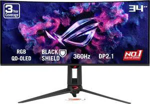 ASUS ROG SWIFT 34 inch QHD 2K 1440P 360Hz AMD FreeSync Premium Pro & G-SYNC Compatible HDR500 AUTO KVM USB-C Curved OLED Gaming Computer Monitor with Height Adjustable, Swivel & Tilt Stand PG34WCDN ASUS ROG SWIFT 34 inch QHD 2K 1440P 360Hz AMD FreeSync Premium Pro & G-SYNC Compatible HDR500 AUTO KVM USB-C Curved OLED Gaming Computer Monitor with Height Adjustable, Swivel & Tilt Stand PG34WCDN