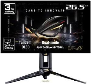 ASUS ROG Swift 27 inch (26.5" viewable) Dual Mode QHD 1440P 540Hz Full HD 720Hz AMD FreeSync Premium Pro & G-SYNC compatible 0.02ms HDR500 OLED Gaming Computer Monitor PG27AQWP-G ASUS ROG Swift 27 inch (26.5" viewable) Dual Mode QHD 1440P 540Hz Full HD 720Hz AMD FreeSync Premium Pro & G-SYNC compatible 0.02ms HDR500 OLED Gaming Computer Monitor PG27AQWP-G