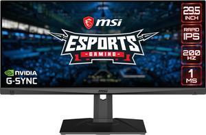MSI 29.5" Optix MAG301RF Full HD 2560 x 1080 200Hz SS IPS 1ms (GTG) DisplayPort HDMI Tilt Swivel Height Adjust VESA G-Sync Compatible Gaming Monitor